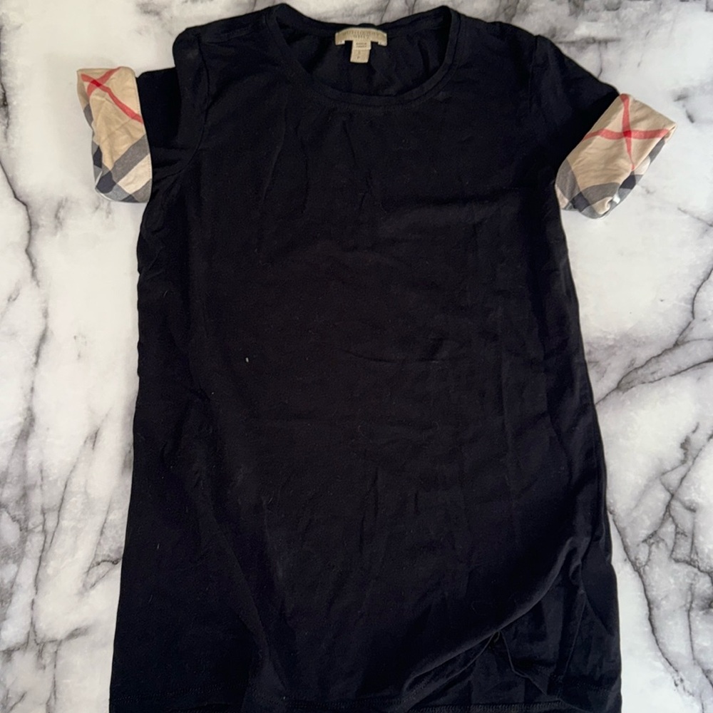 1000% Auth Burberry Black Pattern sleeve SS shirt Size Small